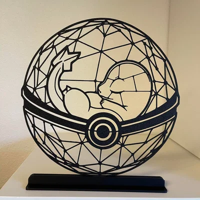 Charmander đang ngủ trong quả cầu Pokeball - Tranh 2D