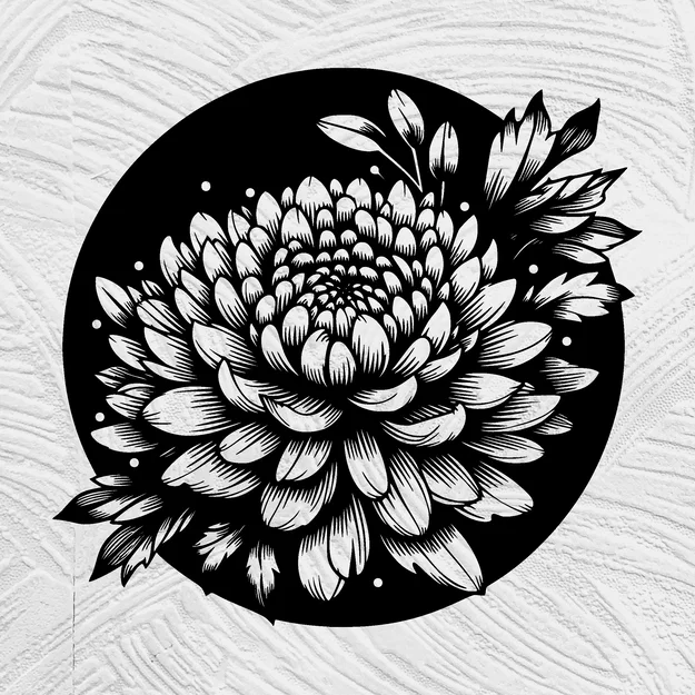 Mô hình hoa Cúc (Chrysanthemum) nghệ thuật 2D - Image 1