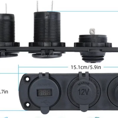 Mặt nạ tùy chỉnh cho ổ cắm tẩu thuốc 12V, 2 cổng USB, Vôn kế và bảng công tắc