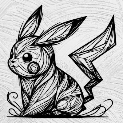 Mô hình nghệ thuật đường nét Flowing Line Art Pikachu