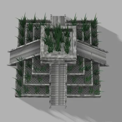 Chậu cây họa tiết đền thờ Aztec