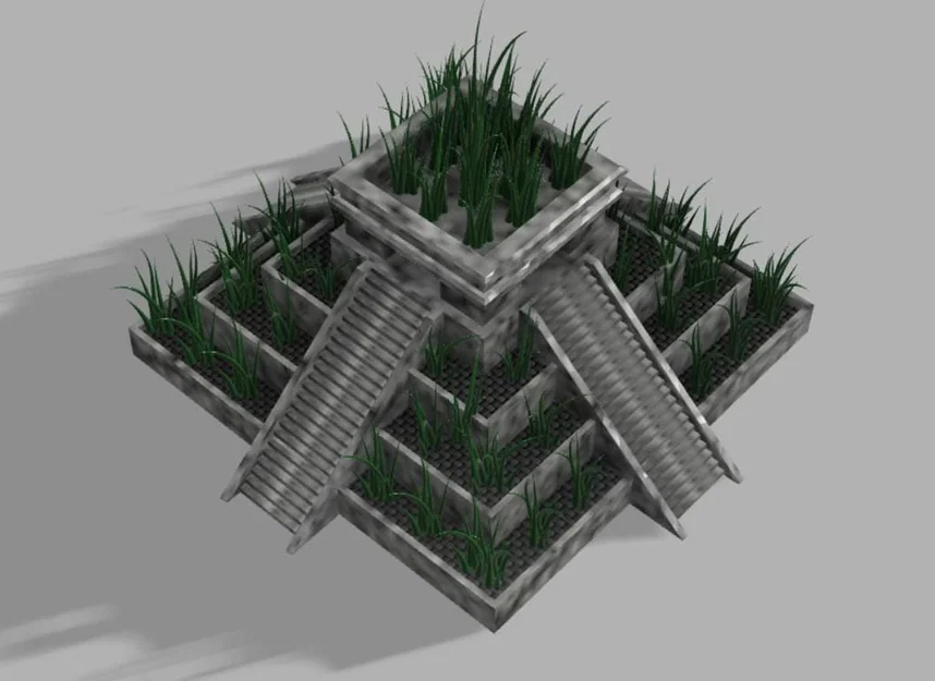 Chậu cây họa tiết đền thờ Aztec - Image 3