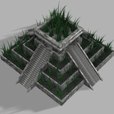 Chậu cây họa tiết đền thờ Aztec