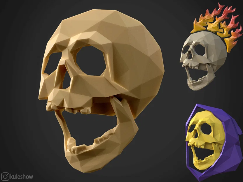 Mô hình đầu lâu Low Poly Skull in 3D độc đáo và cá tính - Image 1