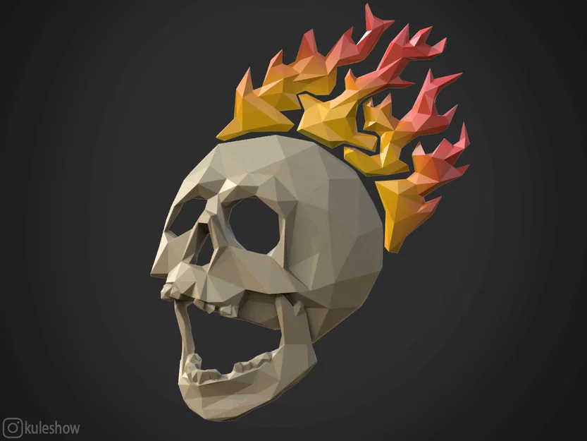 Mô hình đầu lâu Low Poly Skull in 3D độc đáo và cá tính - Image 3