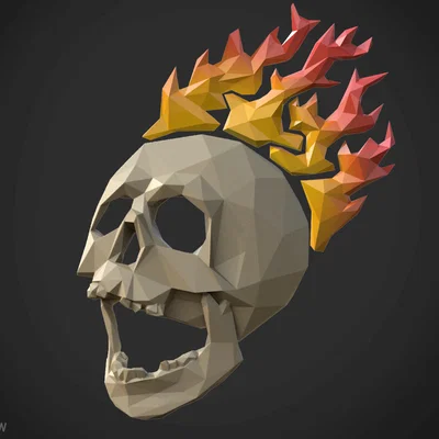 Mô hình đầu lâu Low Poly Skull in 3D độc đáo và cá tính