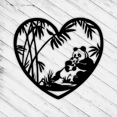 Tranh treo tường nghệ thuật hình gấu trúc (Pandas love) in 3D đẹp