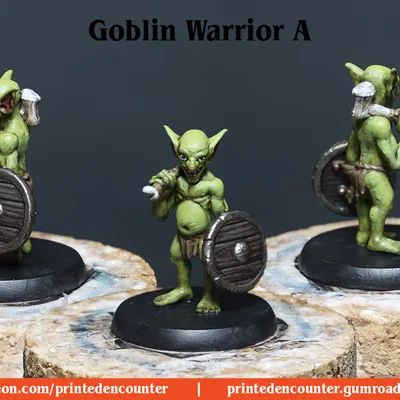 Mô hình 3D Goblin Warrior tỉ lệ 32mm cho game D&D và TTRPG