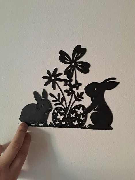 Mô hình trang trí tường thỏ phục sinh (Line Art Easter Bunny) 3D - Image 2