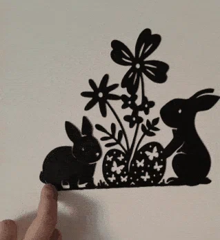 Mô hình trang trí tường thỏ phục sinh (Line Art Easter Bunny) 3D - Image 3