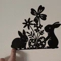 Mô hình trang trí tường thỏ phục sinh (Line Art Easter Bunny) 3D - Thumbnail 3