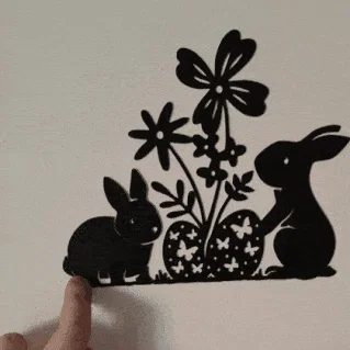 Mô hình trang trí tường thỏ phục sinh (Line Art Easter Bunny) 3D