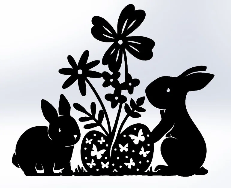 Mô hình trang trí tường thỏ phục sinh (Line Art Easter Bunny) 3D - Image 4