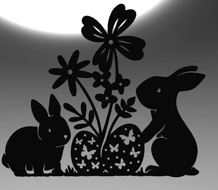 Mô hình trang trí tường thỏ phục sinh (Line Art Easter Bunny) 3D - Image 5