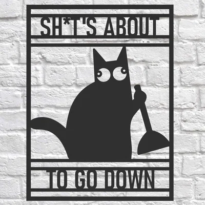 Bảng treo cửa toilet hình mèo hài hước trang trí nhà cửa