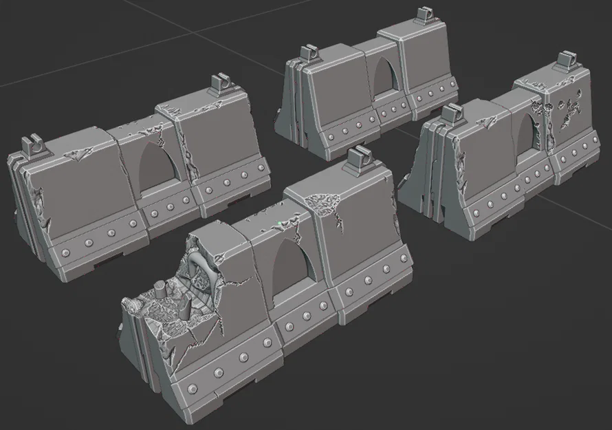 Rào chắn bê tông grimdark dạng scatter terrain cho wargaming (Warhammer 40k) - Image 1