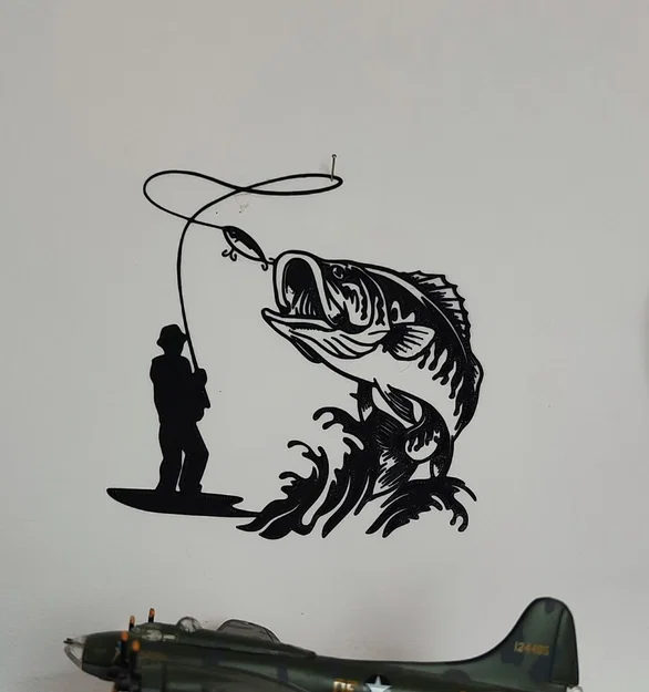 Mô hình trang trí tường chủ đề câu cá (Fishing_2) cho không gian sống - Image 1