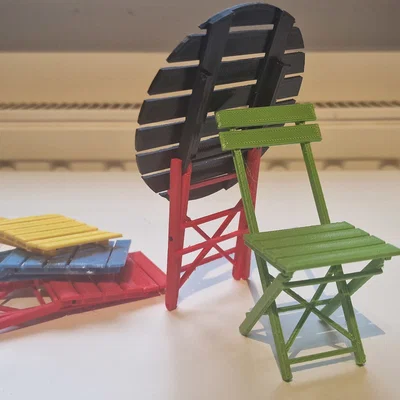 Mô hình bàn ghế Bistro gấp gọn trang trí độc đáo (3D Printing)
