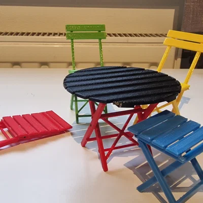 Mô hình bàn ghế Bistro gấp gọn trang trí độc đáo (3D Printing)