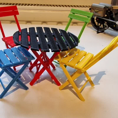 Mô hình bàn ghế Bistro gấp gọn trang trí độc đáo (3D Printing)
