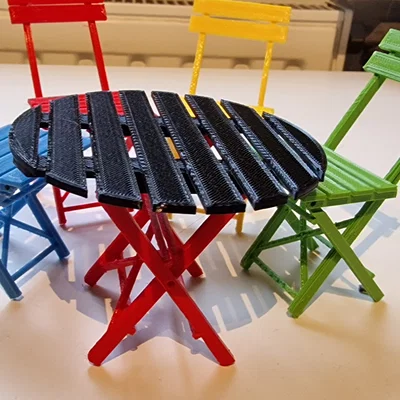 Mô hình bàn ghế Bistro gấp gọn trang trí độc đáo (3D Printing)
