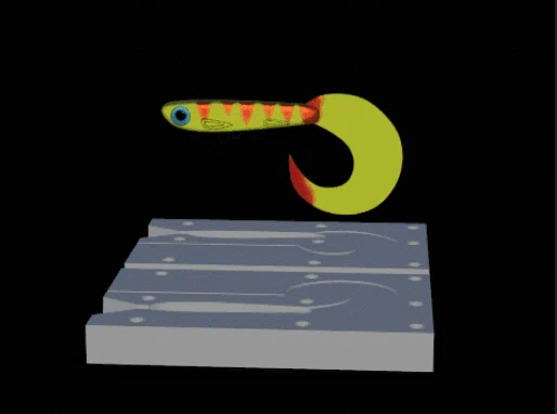 Khuôn in 3D mồi câu cá nhựa dẻo dạng đuôi xoắn (Twister Lure Mold) - Image 1