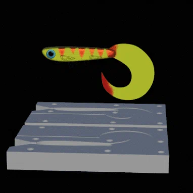 Khuôn in 3D mồi câu cá nhựa dẻo dạng đuôi xoắn (Twister Lure Mold)