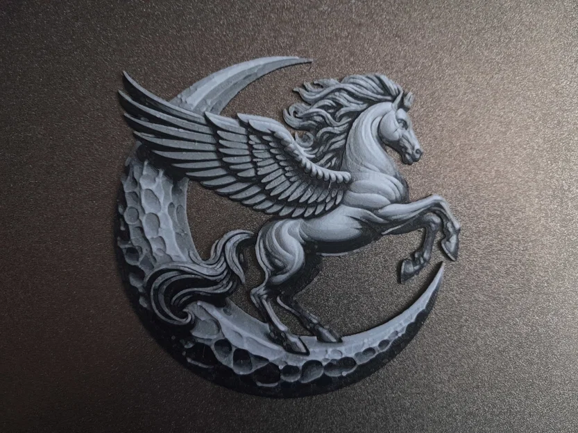 Mô hình tranh in 3D Pegasus nghệ thuật phong cách HueForge - Image 1