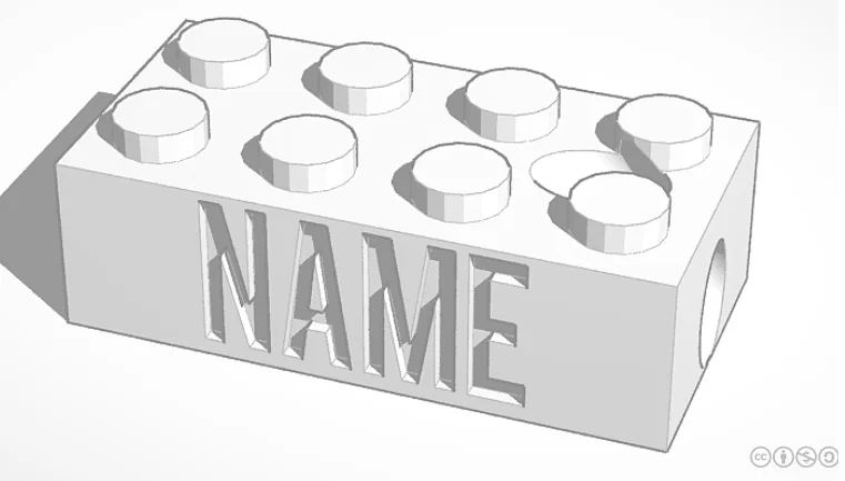 Móc khóa gạch LEGO tương thích có tên (Tinkercad, tùy chỉnh) - Image 1