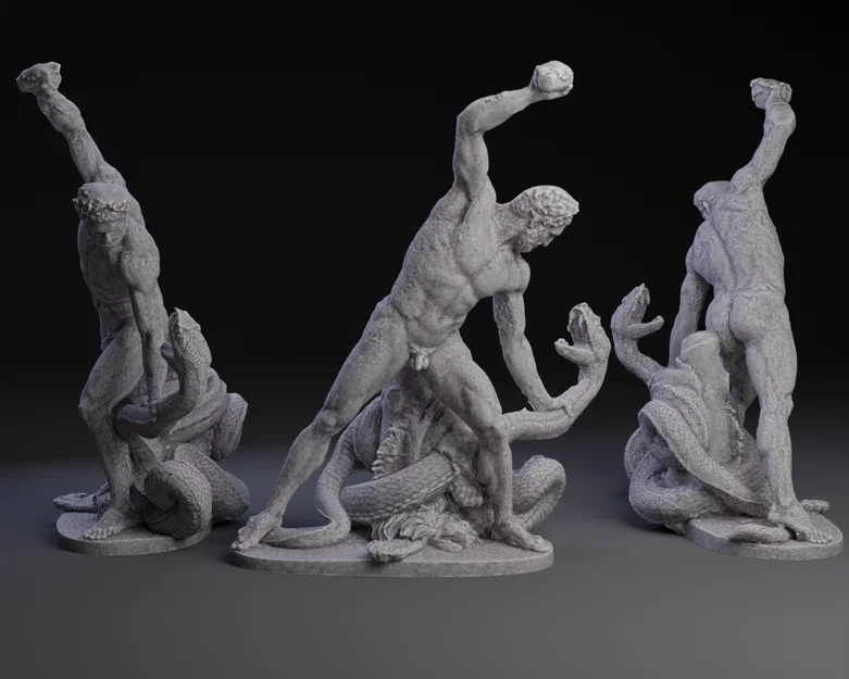 Mô hình 3D Hercules chiến đấu với Archelous cực kỳ chi tiết - Image 1
