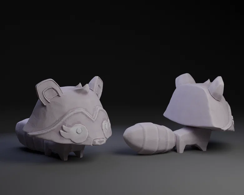 Mô hình chú gấu mèo Cute Raccoon dễ thương cho in 3D - Image 1