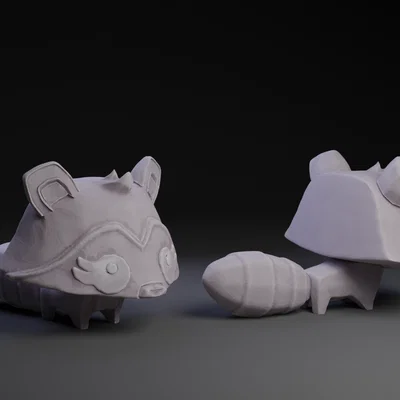 Mô hình chú gấu mèo Cute Raccoon dễ thương cho in 3D