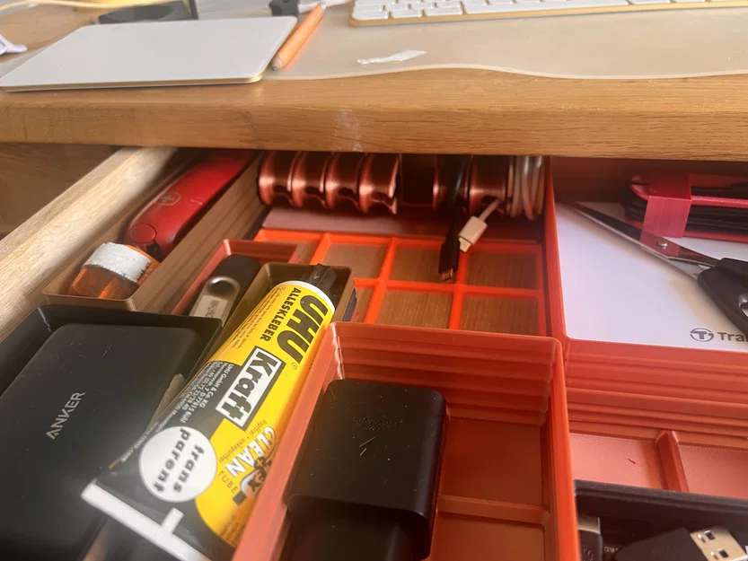 Khay Đựng Cáp Sạc USB Hệ Gridfinity Đặt Ngang Gọn Gàng - Image 2