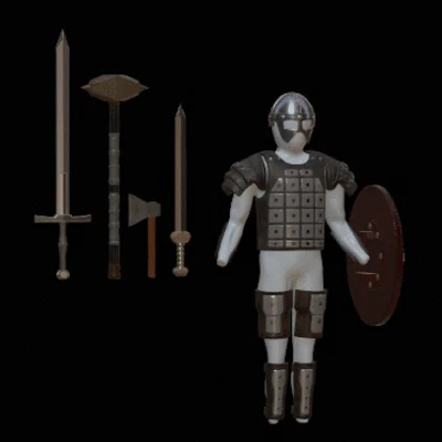 Bộ mô hình giáp và vũ khí chiến binh Viking (Viking Armor Set) in 3D
