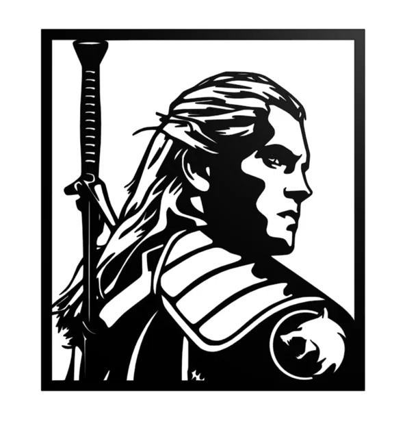 Tranh treo tường Witcher Geralt of Rivia 3D - File in STL đẹp mắt - Image 1
