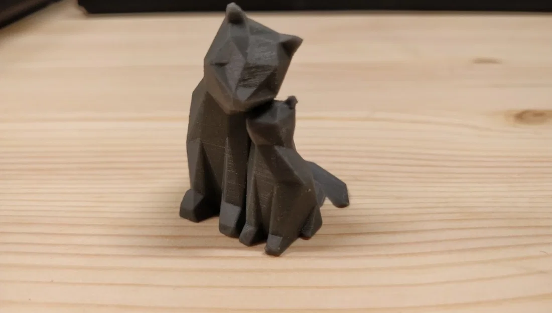 Mô hình cặp mèo mẹ và mèo con in 3D phong cách Low Poly dễ thương - Image 1