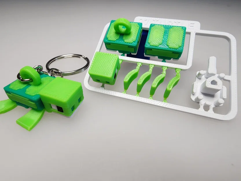 Kit Card/Móc khóa Rùa mini kiểu Minecraft (Minecraft-inspired Turtle Mini Figure) - Image 1