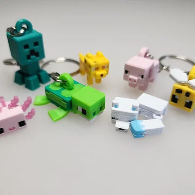 Kit Card/Móc khóa Rùa mini kiểu Minecraft (Minecraft-inspired Turtle Mini Figure)