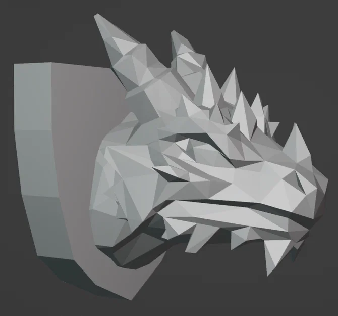 Mô hình đầu rồng Low Poly treo tường độc đáo - In 3D dễ dàng - Image 1