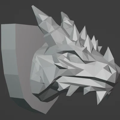 Mô hình đầu rồng Low Poly treo tường độc đáo - In 3D dễ dàng