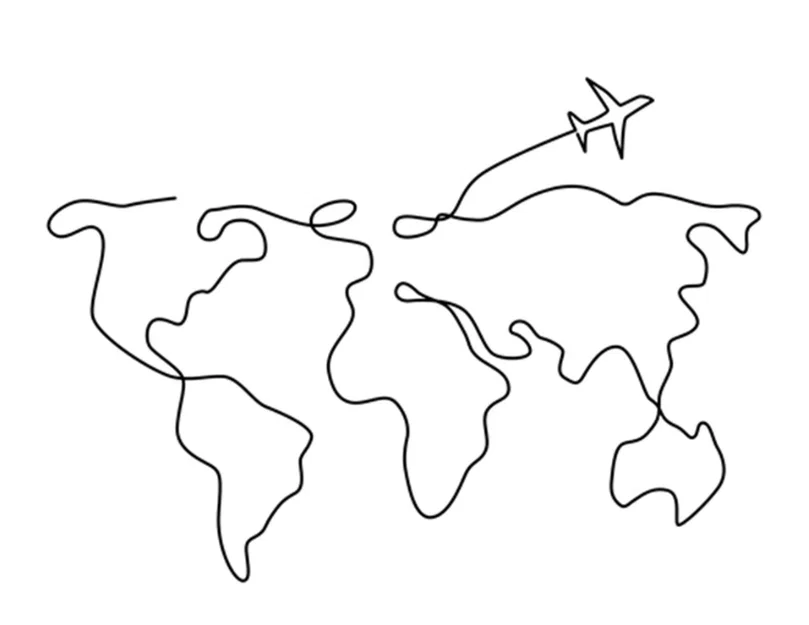 Tranh 3D Bản Đồ Thế Giới Nghệ Thuật One Line Art Độc Đáo - Image 1