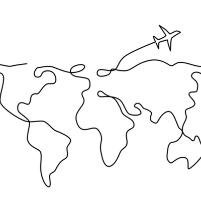 Tranh 3D Bản Đồ Thế Giới Nghệ Thuật One Line Art Độc Đáo