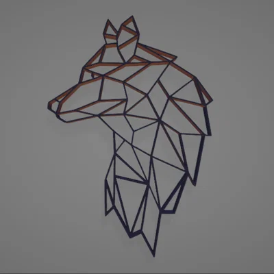 Tranh treo tường 3D hình sói Geometric - WOLF wall art