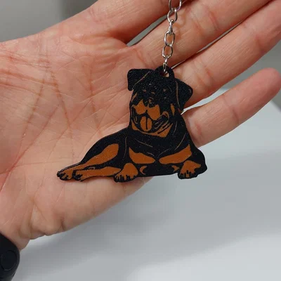 Mẫu in 3D móc khóa chó Rottweiler độc đáo cho người yêu cún