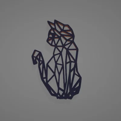 Tranh treo tường 3D hình mèo phong cách Geometric tối giản