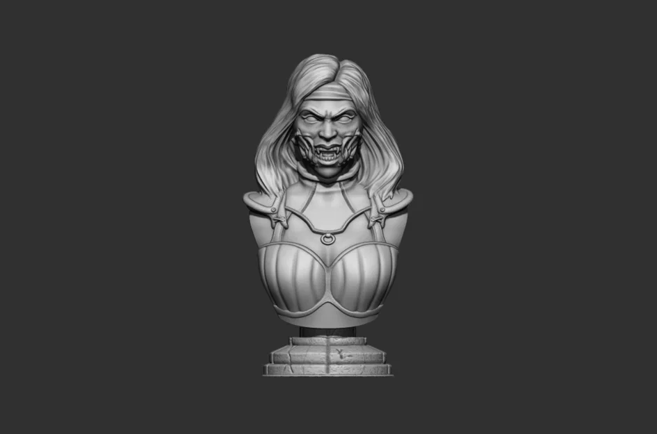 Tượng bán thân Mileena Mortal Kombat - Mô hình 3D sắc nét - Image 2