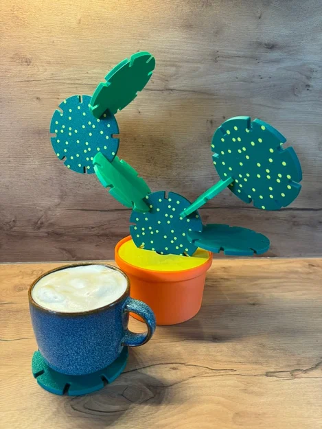 Trò chơi xếp xương rồng / lót ly (Cactus stacking game / coaster) - Image 1