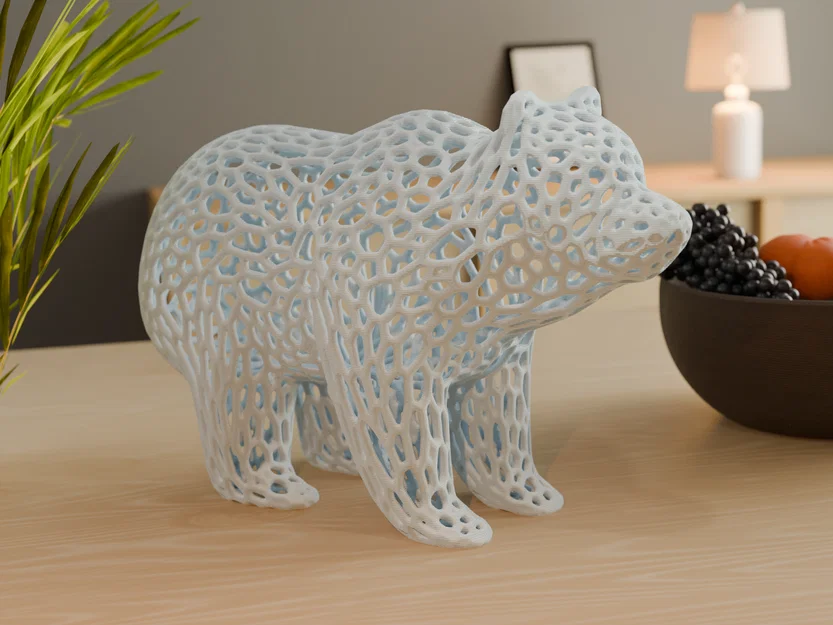 Voronoi Bear – Gấu hoạ tiết Voronoi trang trí hiện đại - Image 1