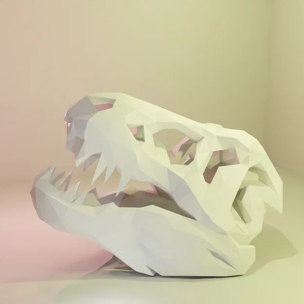 Mô hình hộp sọ khủng long T-Rex Low Poly in 3D cực chất - Image 1