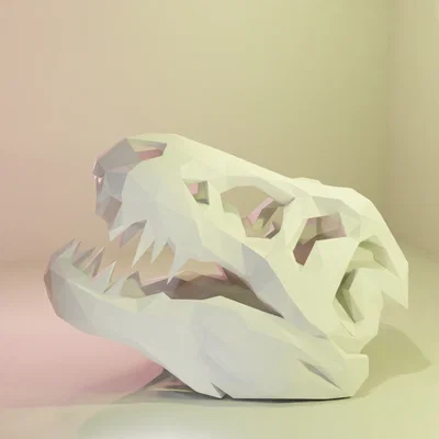 Mô hình hộp sọ khủng long T-Rex Low Poly in 3D cực chất